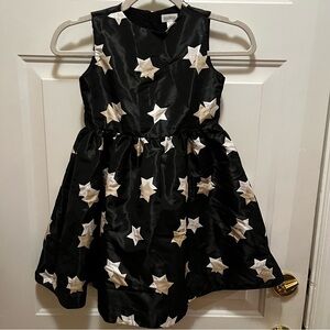 Gymboree Black, Gold, White A-line Sleeveless Lined Star Party Dress Size 7